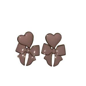 BaubleBar Pink Heart Bow Earrings